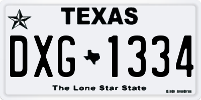 TX license plate DXG1334