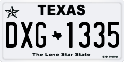TX license plate DXG1335