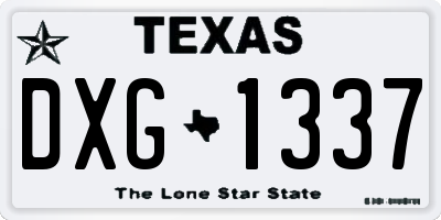 TX license plate DXG1337