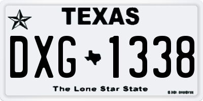 TX license plate DXG1338
