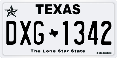 TX license plate DXG1342
