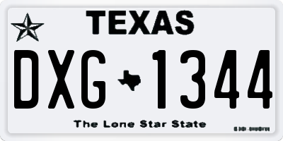 TX license plate DXG1344