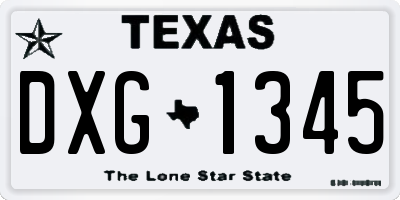 TX license plate DXG1345
