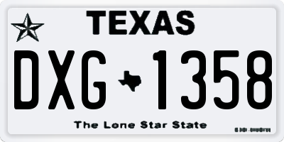 TX license plate DXG1358