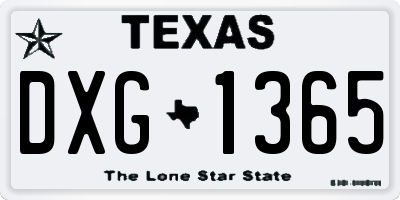 TX license plate DXG1365
