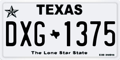 TX license plate DXG1375