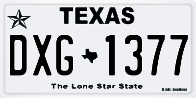 TX license plate DXG1377