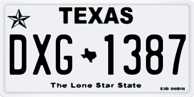 TX license plate DXG1387