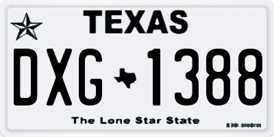 TX license plate DXG1388
