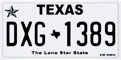 TX license plate DXG1389