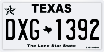 TX license plate DXG1392