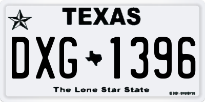 TX license plate DXG1396