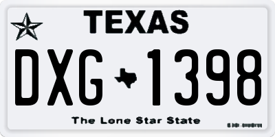 TX license plate DXG1398