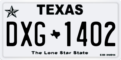 TX license plate DXG1402