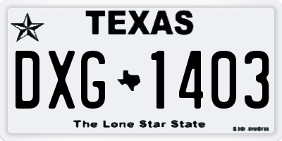 TX license plate DXG1403