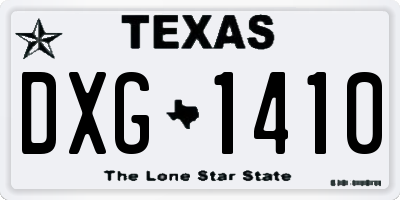 TX license plate DXG1410