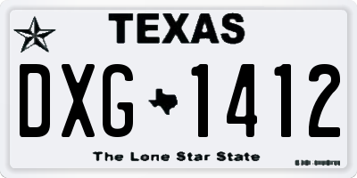 TX license plate DXG1412