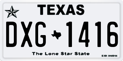 TX license plate DXG1416