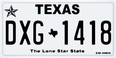 TX license plate DXG1418