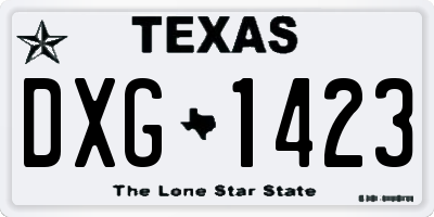 TX license plate DXG1423