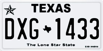 TX license plate DXG1433