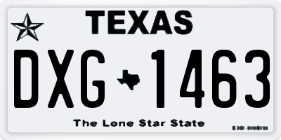 TX license plate DXG1463