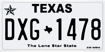 TX license plate DXG1478