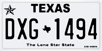 TX license plate DXG1494
