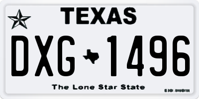 TX license plate DXG1496