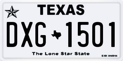 TX license plate DXG1501