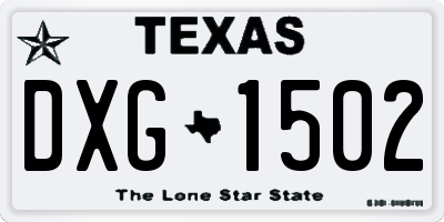 TX license plate DXG1502