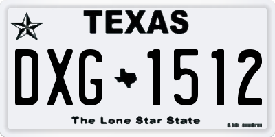 TX license plate DXG1512