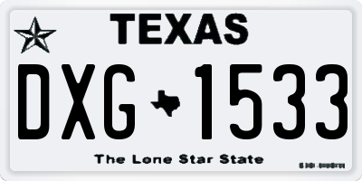 TX license plate DXG1533