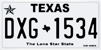 TX license plate DXG1534