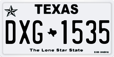 TX license plate DXG1535