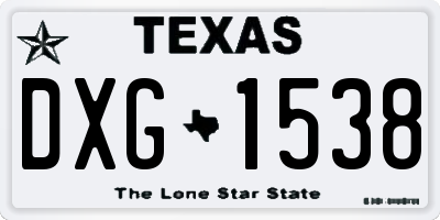 TX license plate DXG1538
