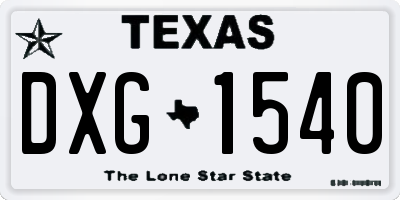 TX license plate DXG1540
