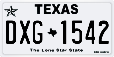 TX license plate DXG1542