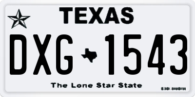 TX license plate DXG1543
