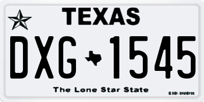 TX license plate DXG1545