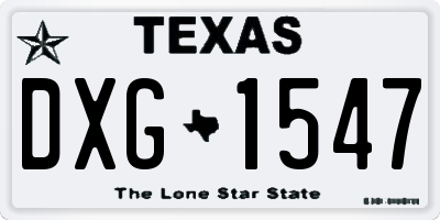TX license plate DXG1547