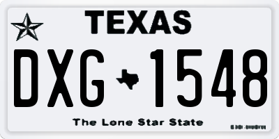 TX license plate DXG1548