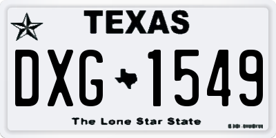 TX license plate DXG1549