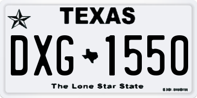 TX license plate DXG1550