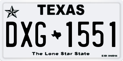 TX license plate DXG1551