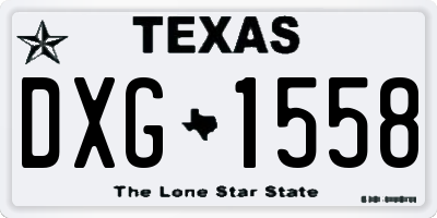 TX license plate DXG1558