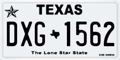 TX license plate DXG1562