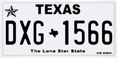 TX license plate DXG1566