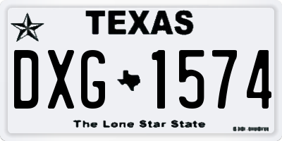 TX license plate DXG1574