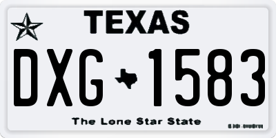 TX license plate DXG1583